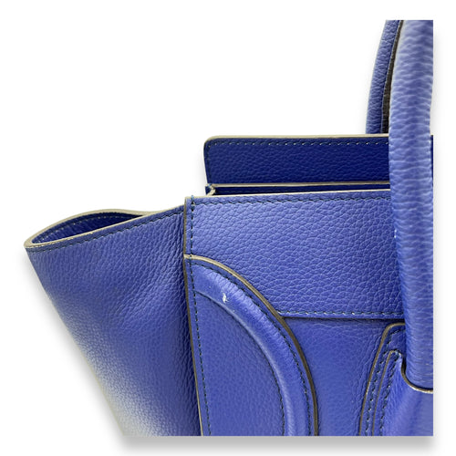 Celine Luggage Top Handle Bag Mini Blue in Calfskin, Gold hardware_7