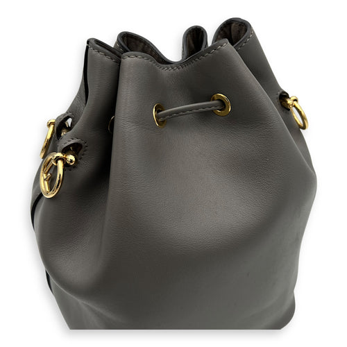 Fendi Mon Tresor Bucket Bag Grey in Calfskin, Gold hardware_7