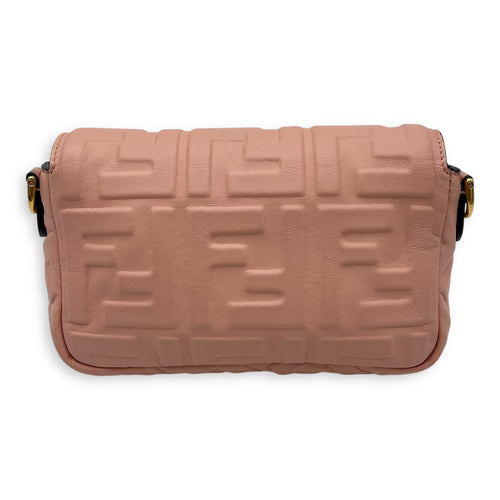 Fendi Baguette Crossbody Bag Pink in Calfskin, Gold hardware_2