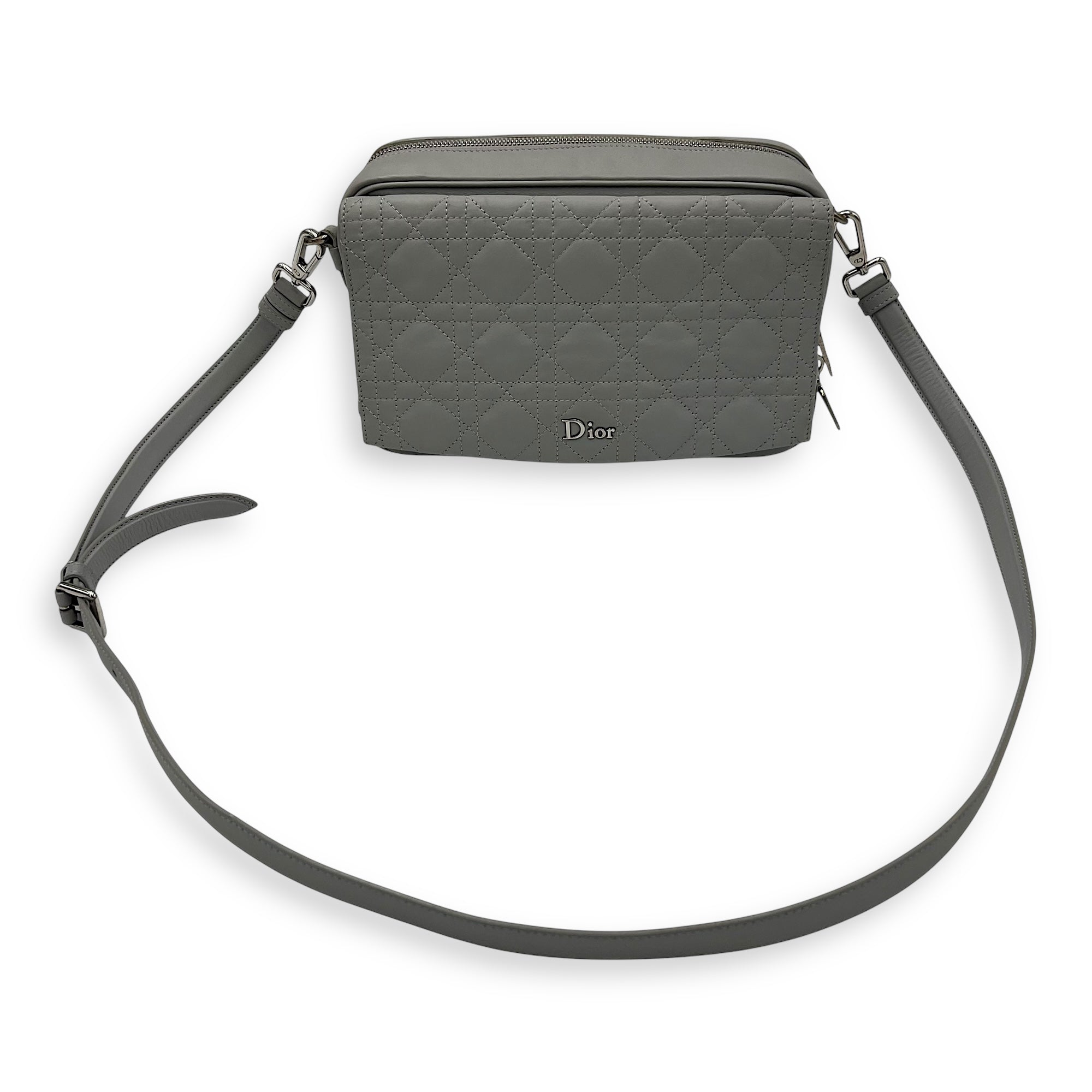 Christian Dior Stardust Crossbody Bag Grey in Lambskin, Silver hardware_13