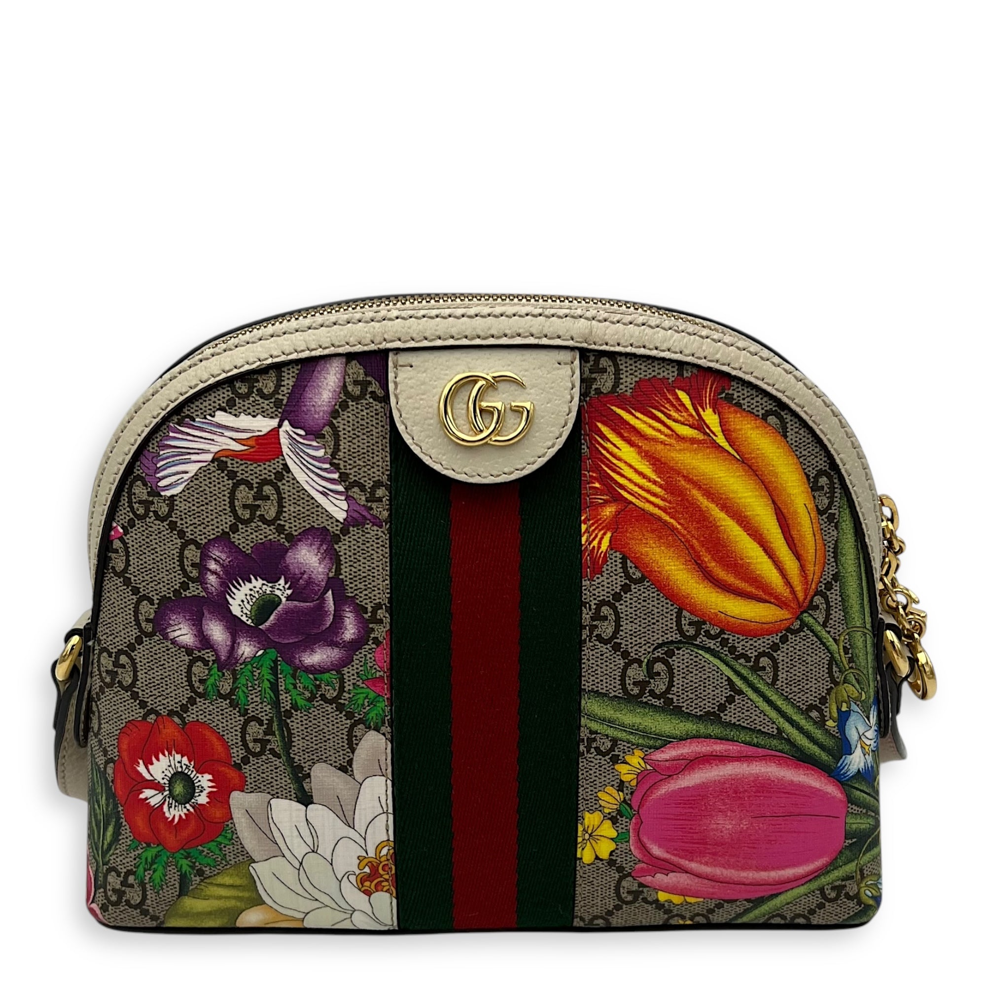 Gucci GG Crossbody Bag White in Coated Canvas, Gold hardware_1
