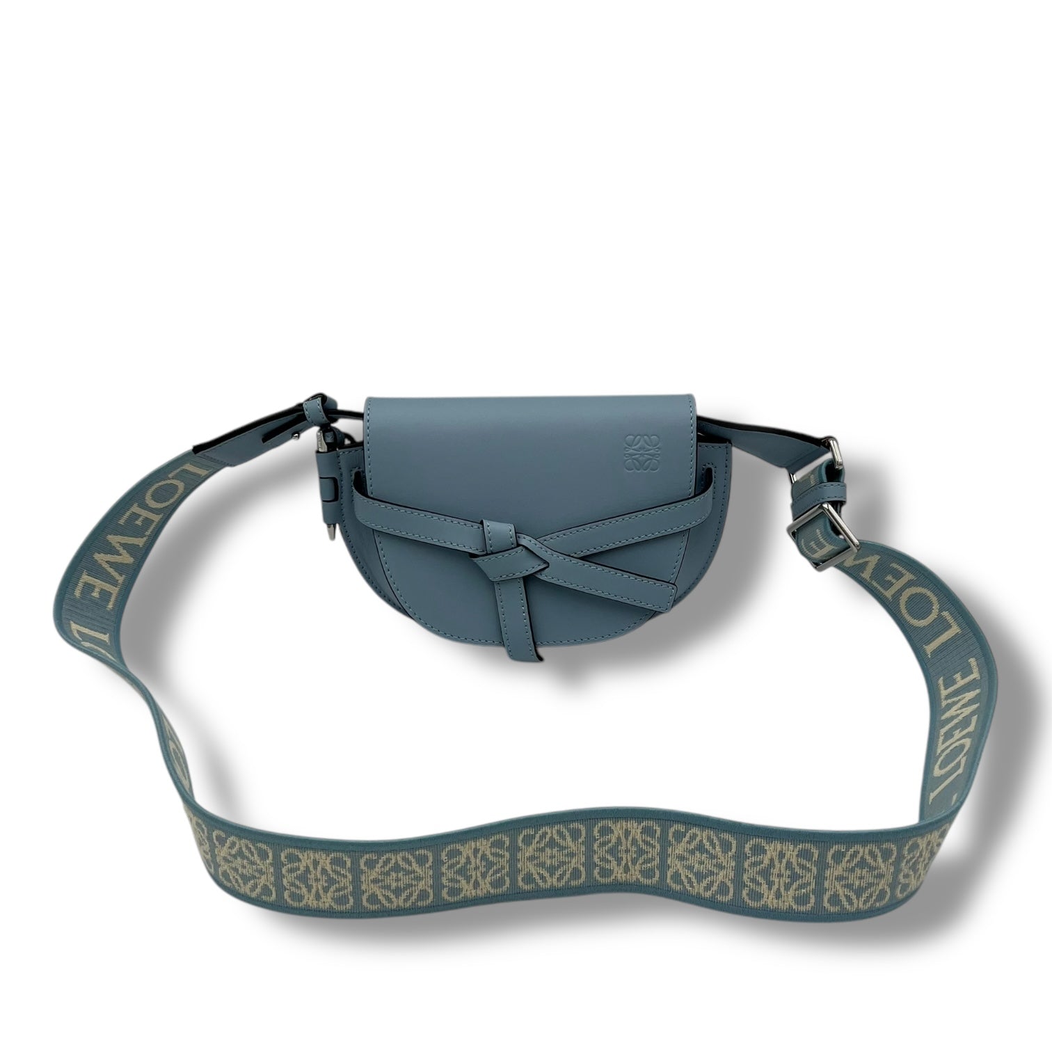Loewe Gate Crossbody Bag Mini Blue in Calfskin, Silver hardware_7