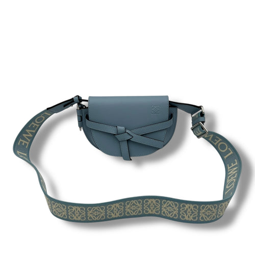 Loewe Gate Crossbody Bag Mini Blue in Calfskin, Silver hardware_7