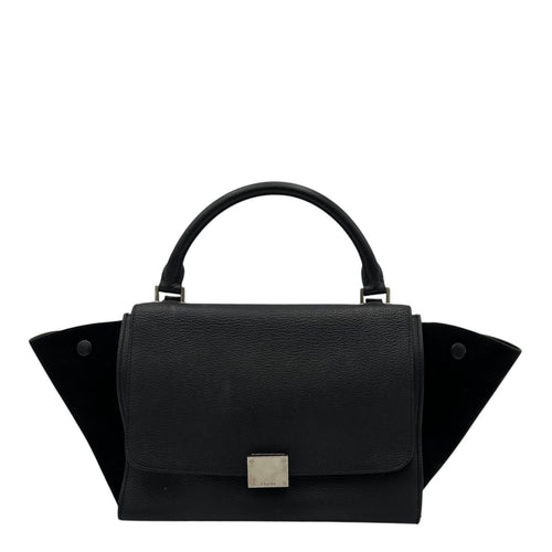 Celine Trapeze Small Black Shoulder Bag in Calfskin, Silver hardware_1