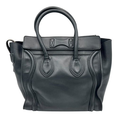 Celine Luggage Top Handle Bag Micro Black in Calfskin, Gold hardware_2