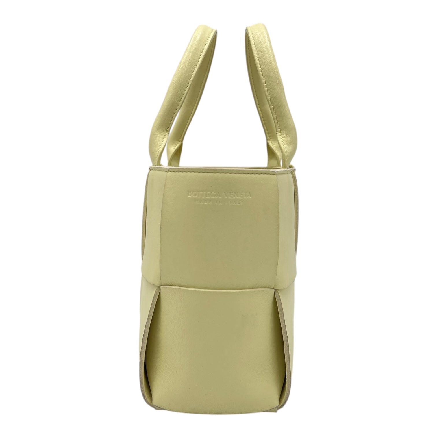Bottega Veneta Arco Yellow Tote Bag in Lambskin_4