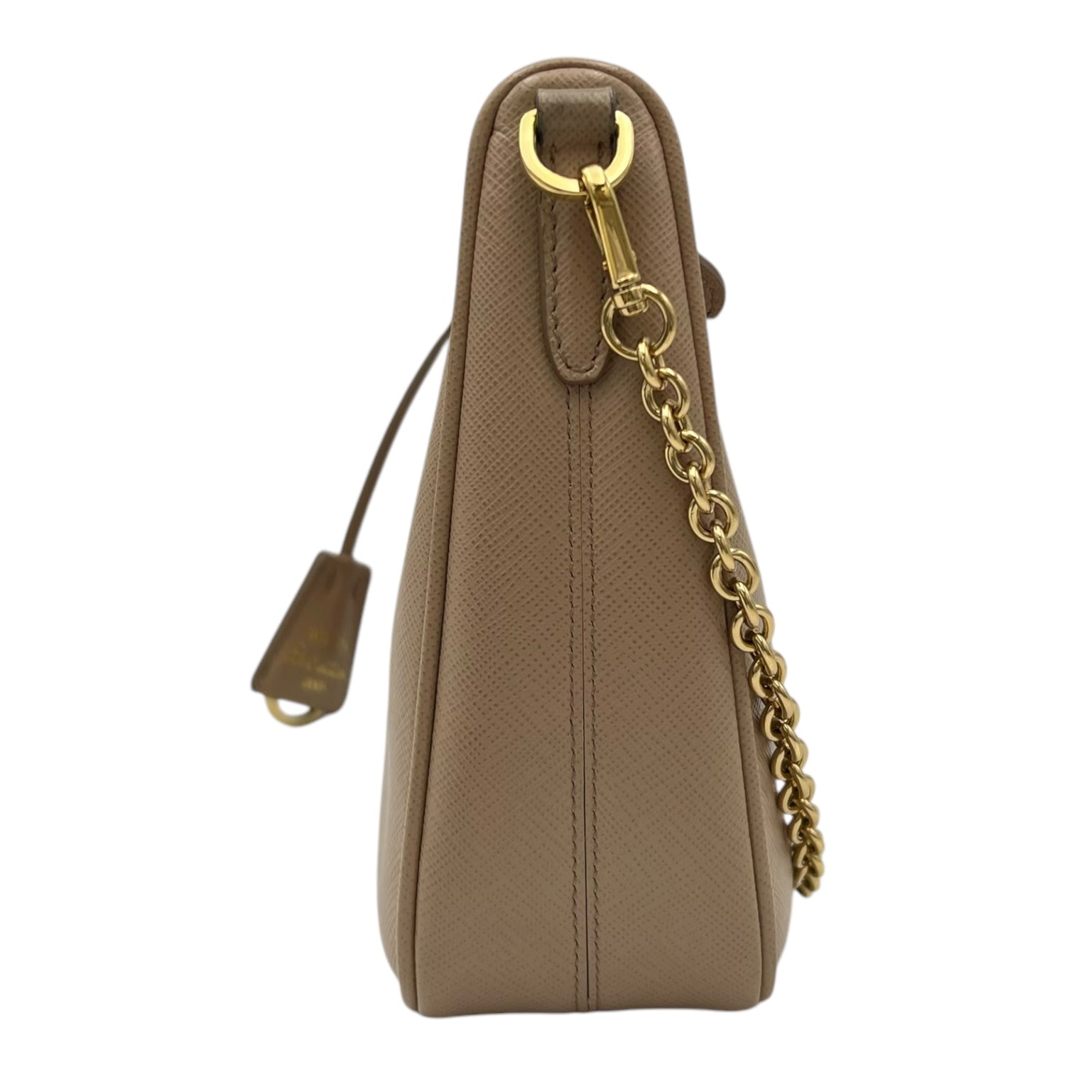 Prada Re-Edition Crossbody Bag Beige in Saffiano Leather, Gold hardware_3