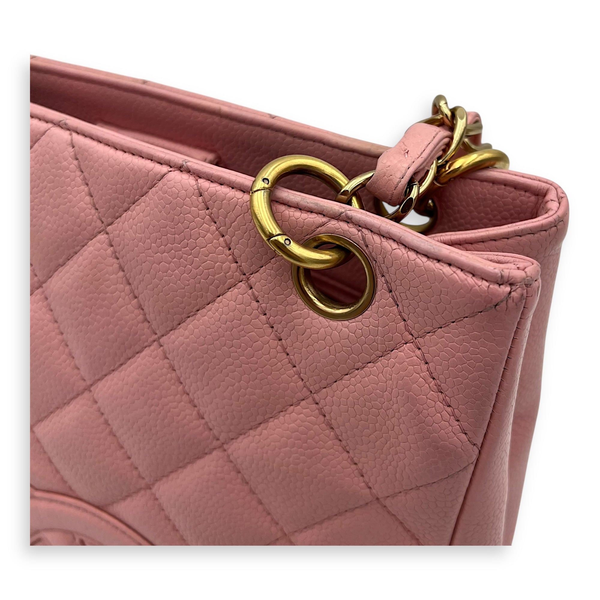 Chanel PST Petite Shopping Pink Tote Bag in Caviar Leather, Gold hardware_9