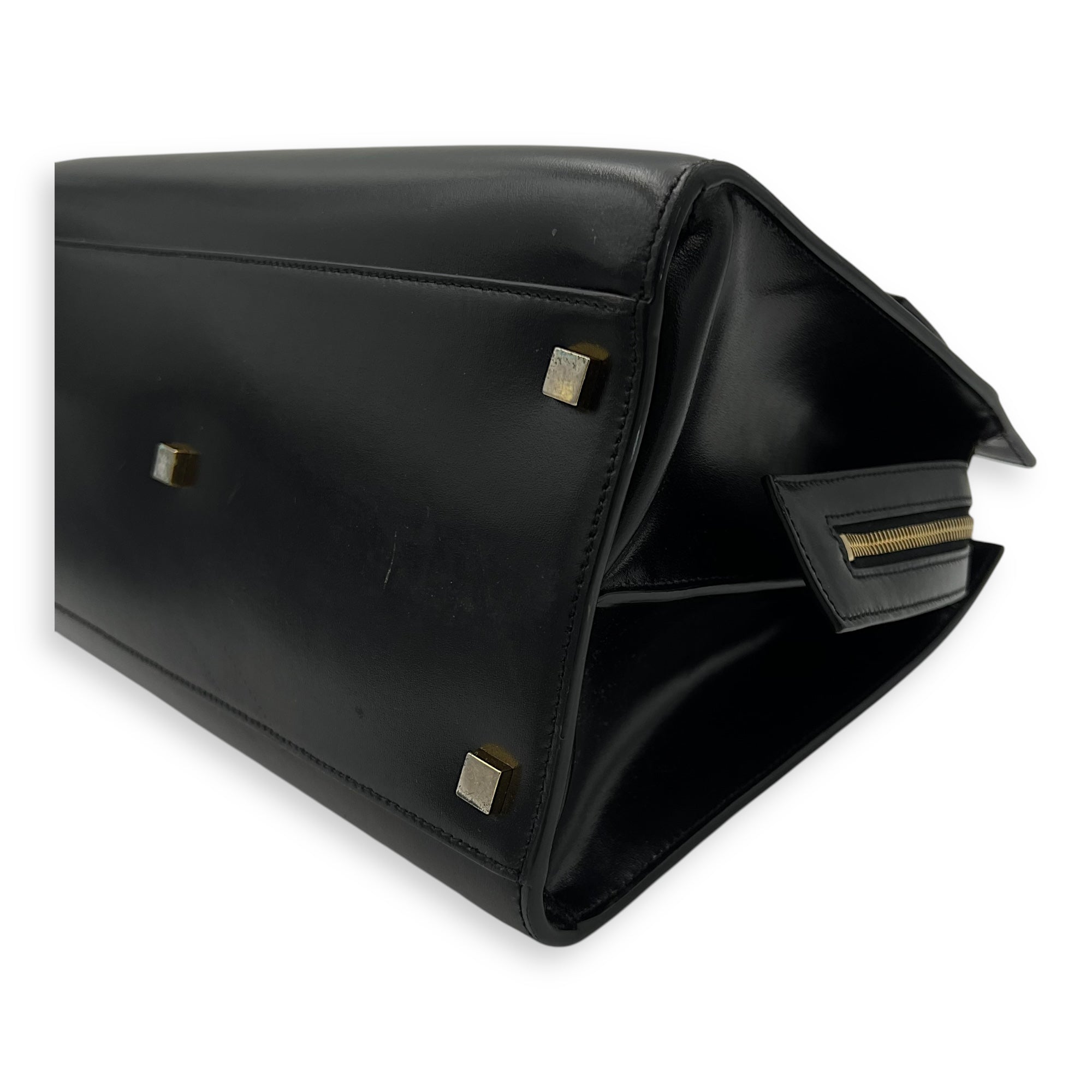 Saint Laurent Uptown Top Handle Bag Black in Calfskin, Gold hardware_10