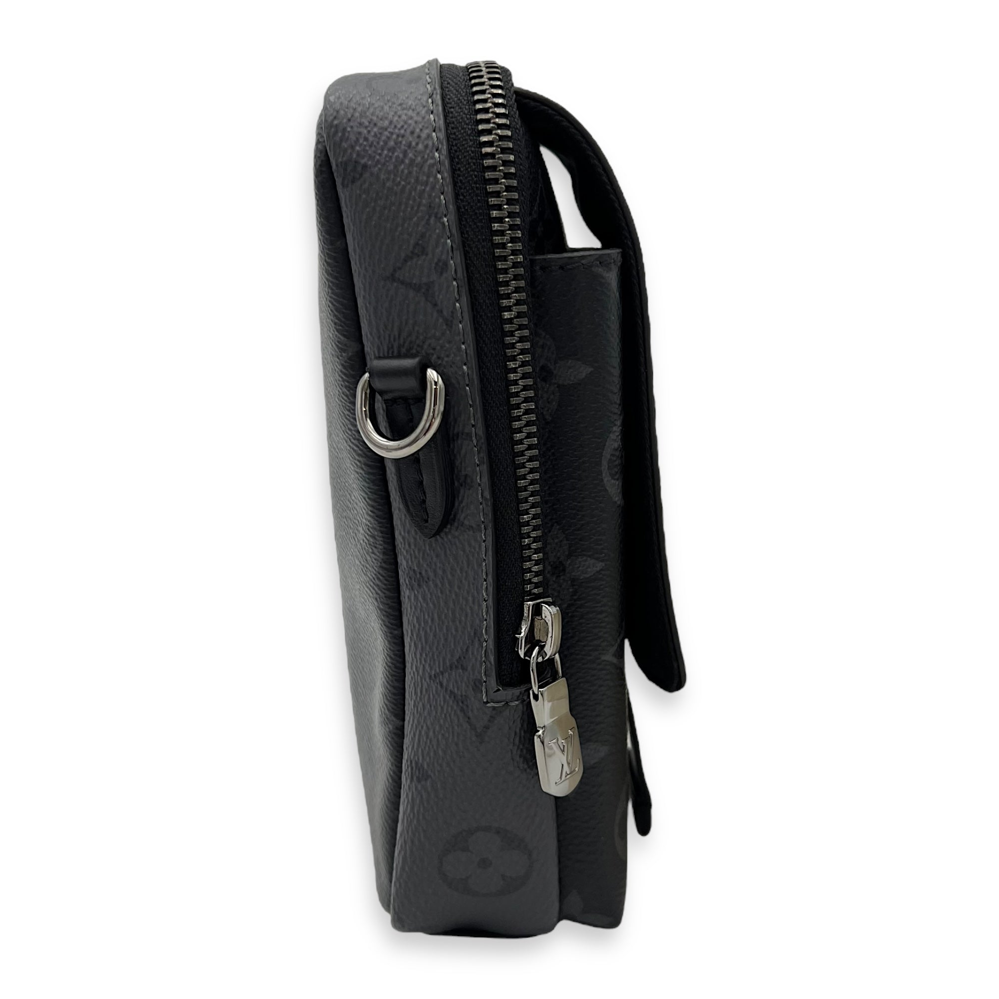 Louis Vuitton Double Crossbody Bag Mini Grey in Monogram Coated Canvas, Silver hardware_3