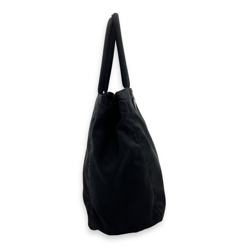 Prada Logo Top Handle Bag Black in Nylon, Silver hardware_3