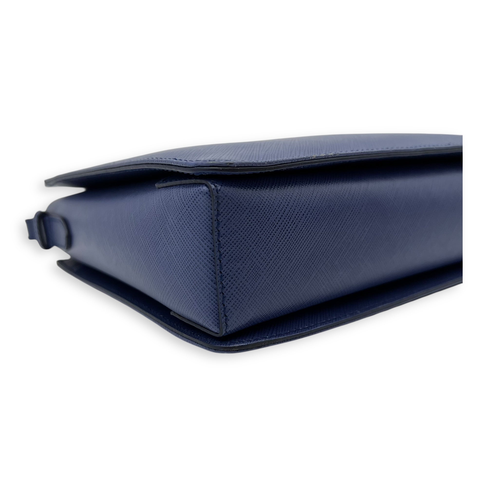 Ferragamo  Tracy Crossbody Bag Small Blue in Saffiano Leather, Gold hardware_8