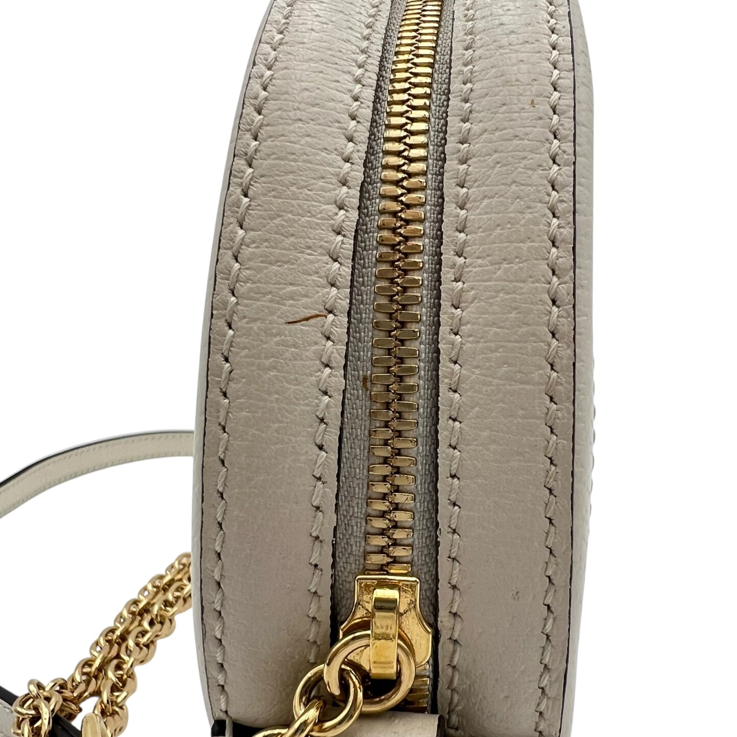 Gucci Ophidia Shoulder Bag Round White in Calfskin, Gold hardware_9