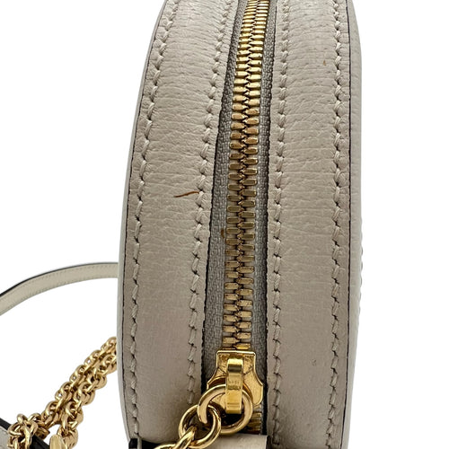 Gucci Ophidia Shoulder Bag Round White in Calfskin, Gold hardware_9
