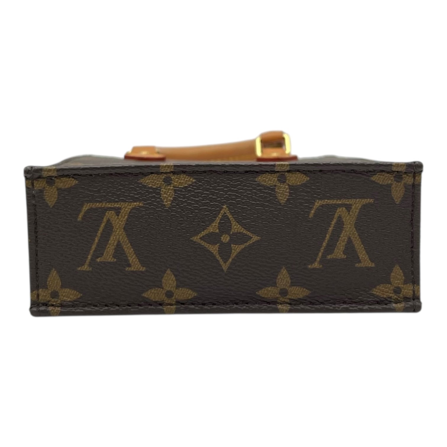 Louis Vuitton Sac Plat Top Handle Bag Brown in Monogram Coated Canvas, Gold hardware_5