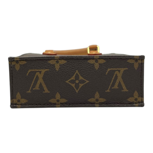 Louis Vuitton Sac Plat Top Handle Bag Brown in Monogram Coated Canvas, Gold hardware_5