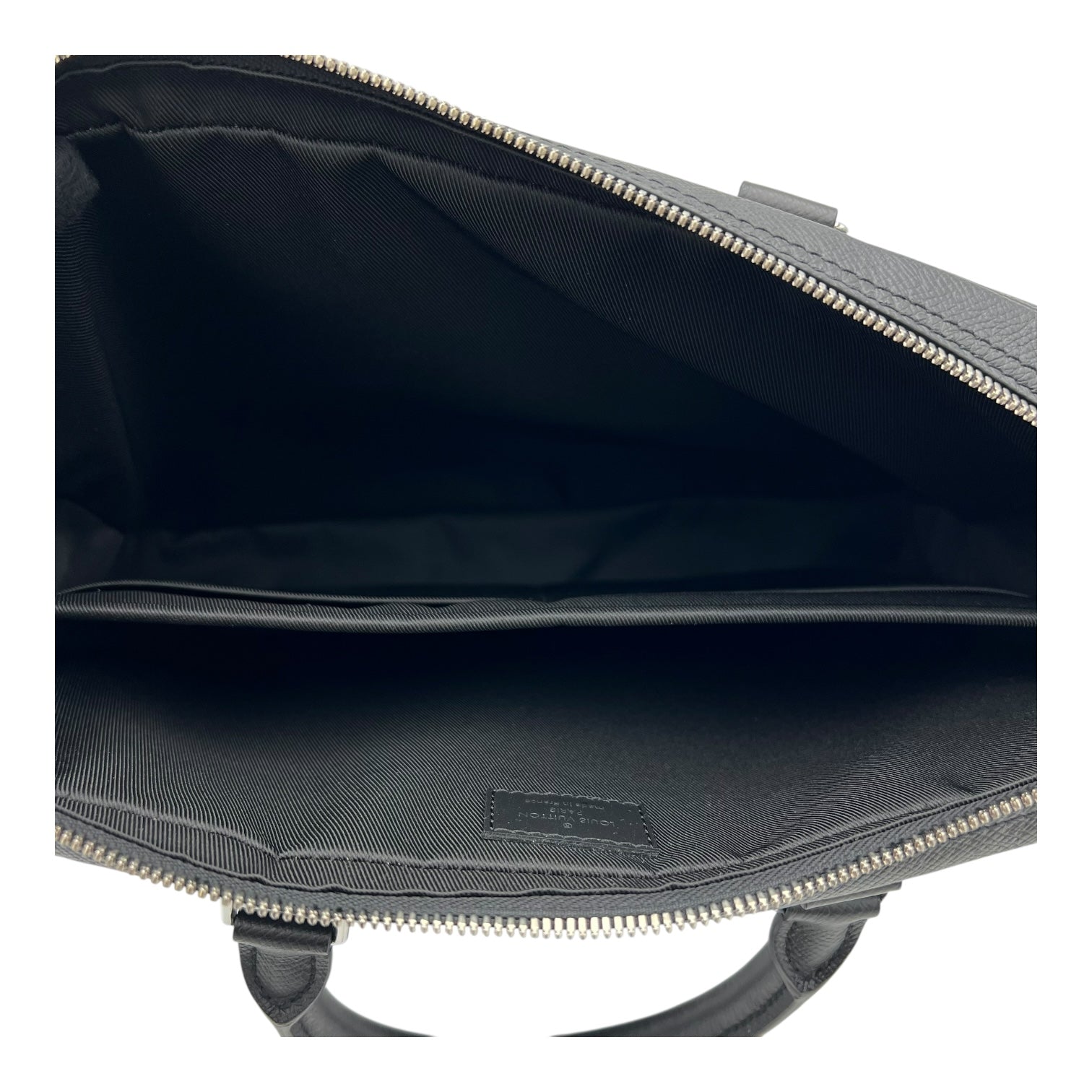 Louis Vuitton Porte Documents Voyage Messenger Black in Calfskin, Silver hardware_6