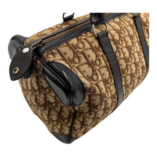 Christian Dior Trotteur Top Handle Bag Brown in Coated Canvas, Silver hardware_19