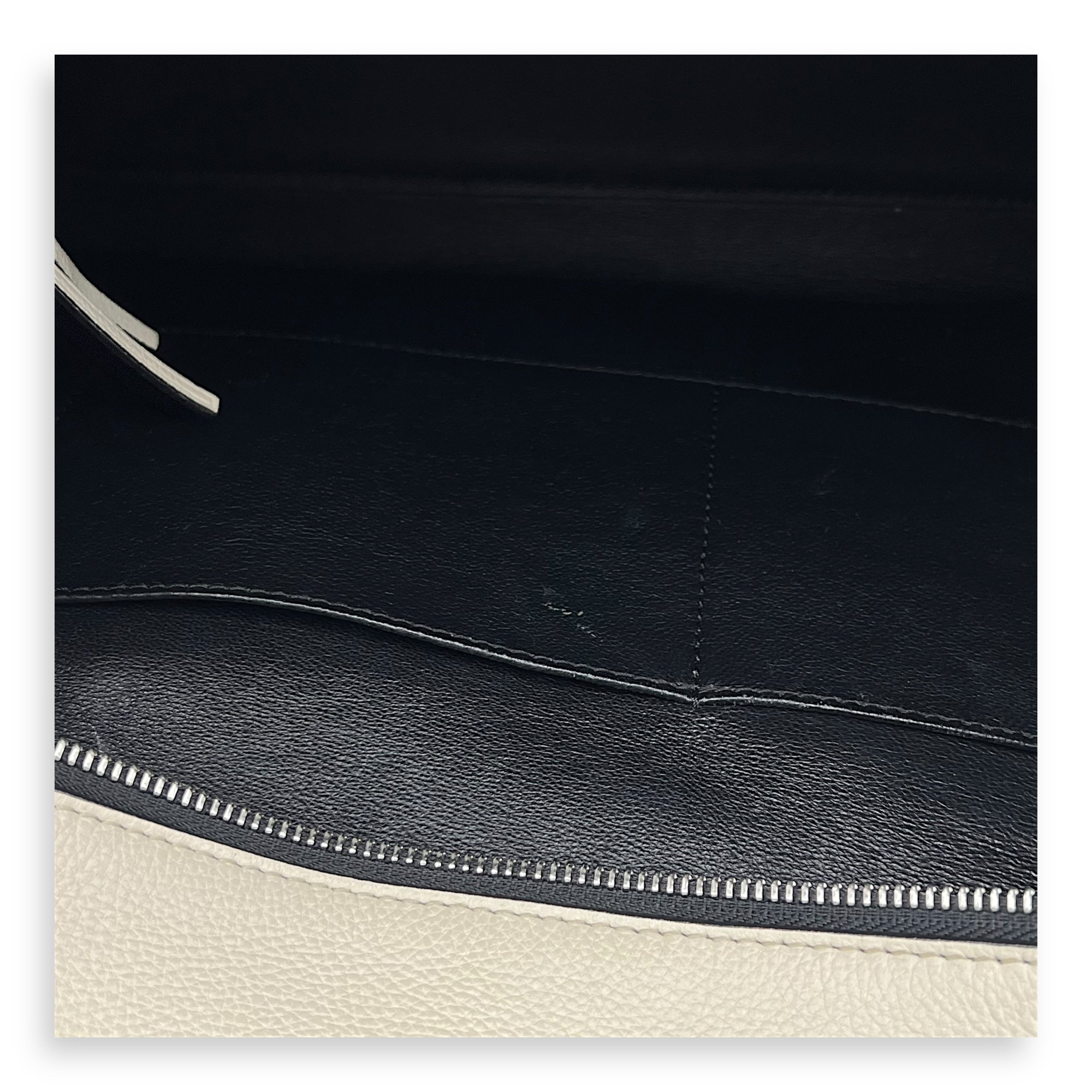 Celine Edge Top Handle Bag White in Calfskin, Silver hardware_7
