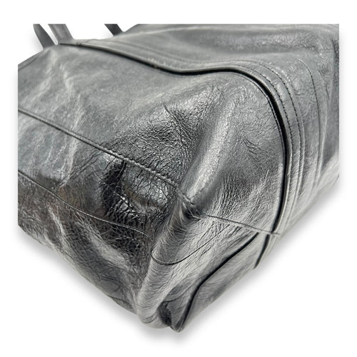 Balenciaga Barbes East West Black Tote Bag in Distressed Leather, Silver hardware_8