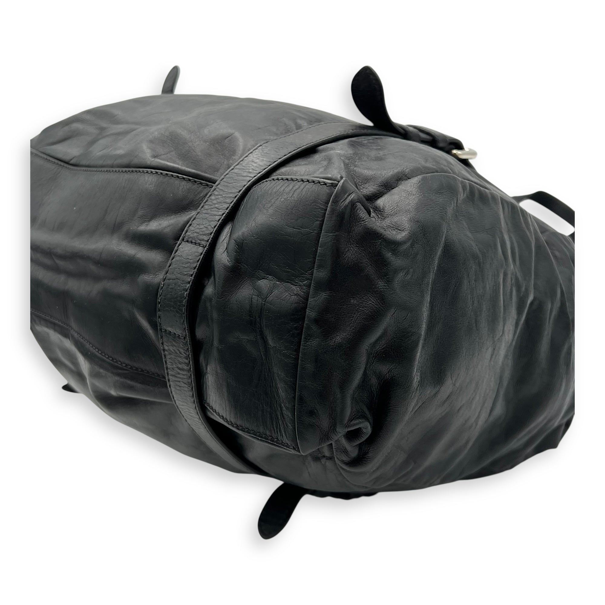 Prada Frame Shoulder Bag Black in Calfskin, Silver hardware_11