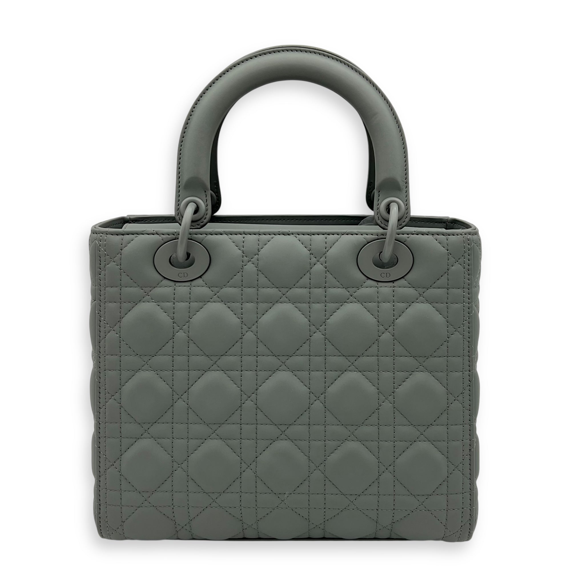 Christian Dior Lady Dior Medium Grey Top Handle Bag in Lambskin, Ultramatte hardware_2