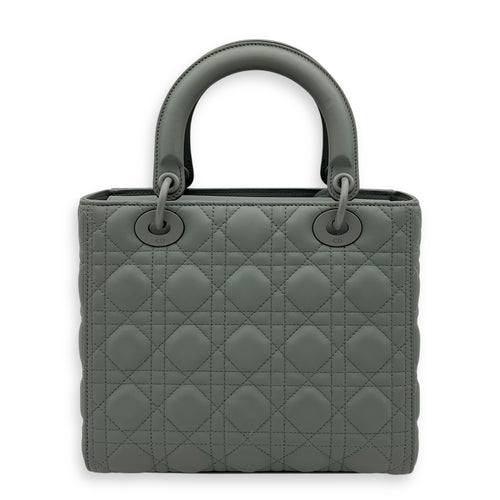 Christian Dior Lady Dior Medium Grey Top Handle Bag in Lambskin, Ultramatte hardware_2