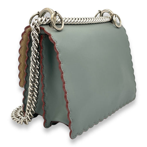 Kan I Small Grey Shoulder Bag in Calfskin, Silver hardware