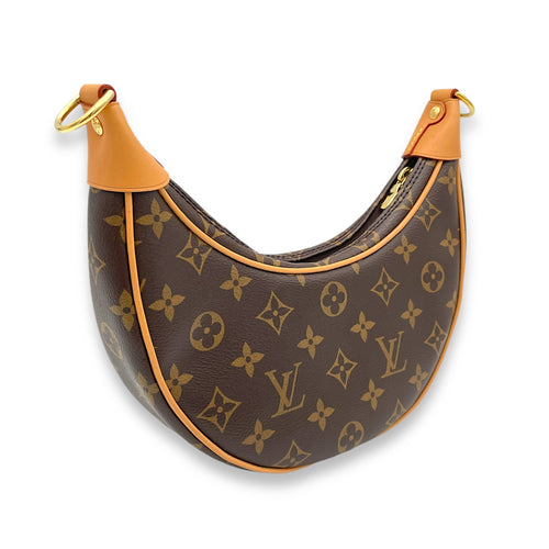 Loop Brown Shoulder Bag in Monogram Coated Canvas, Gold hardware