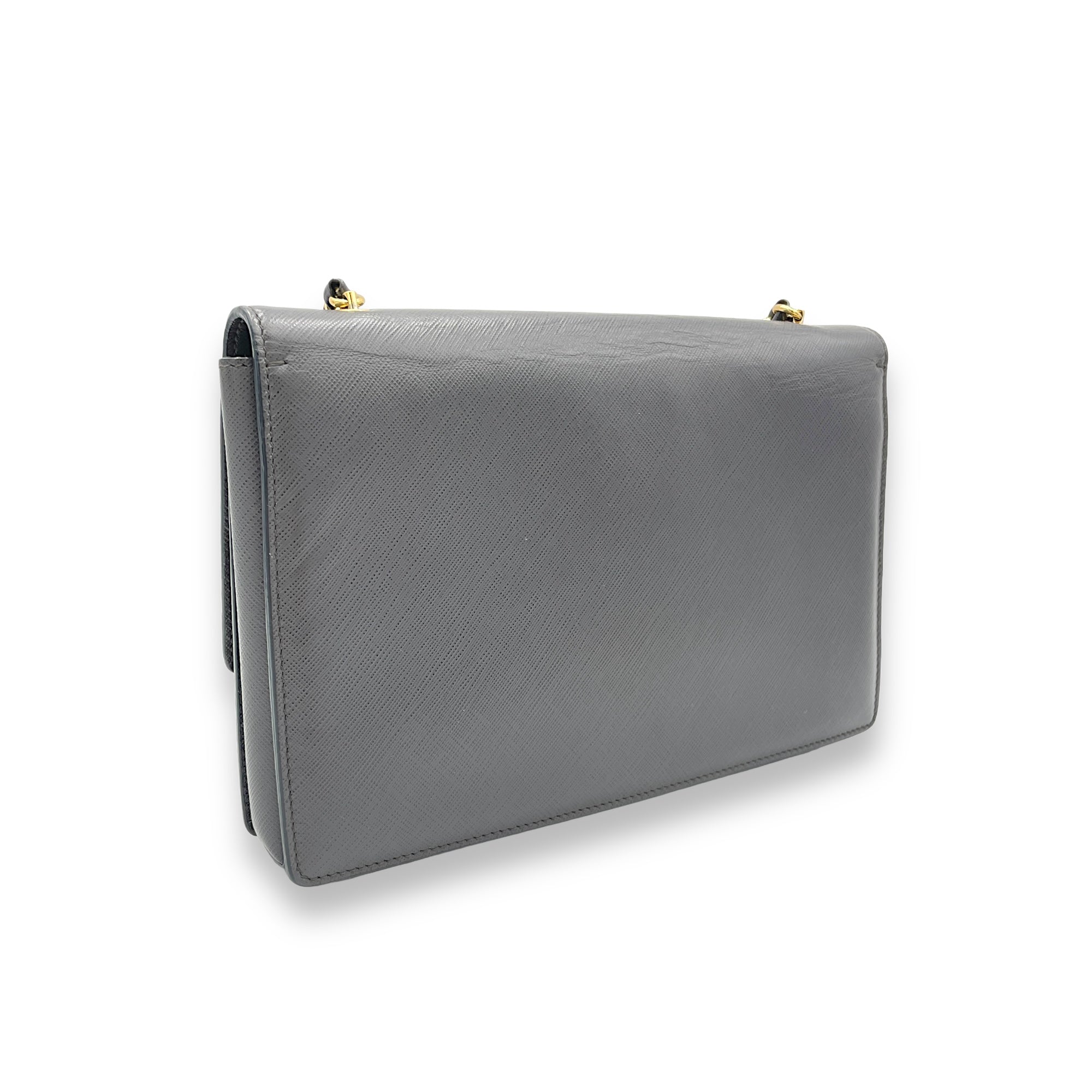 Vara Bow Grey Crossbody Bag in Calfskin, Gold hardware