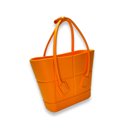 Arco Small Orange Top Handle Bag in Rubber