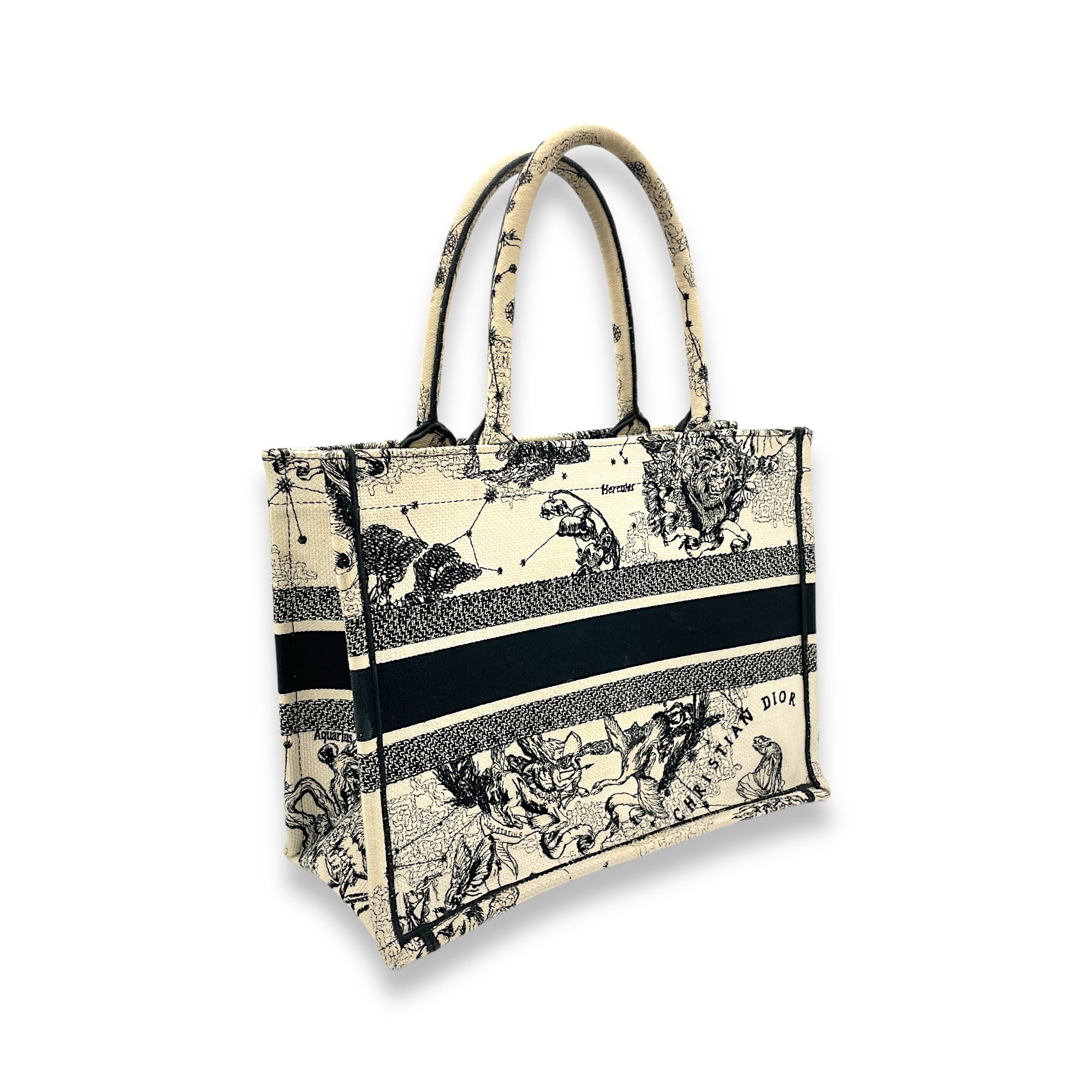 Book Tote Medium Black Top Handle Bag in Jacquard