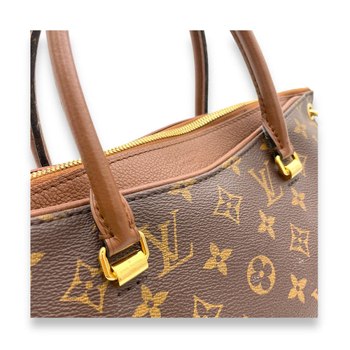 Pallas Top Handle Bag MM Brown in Monogram Coated Canvas, Gold hardware