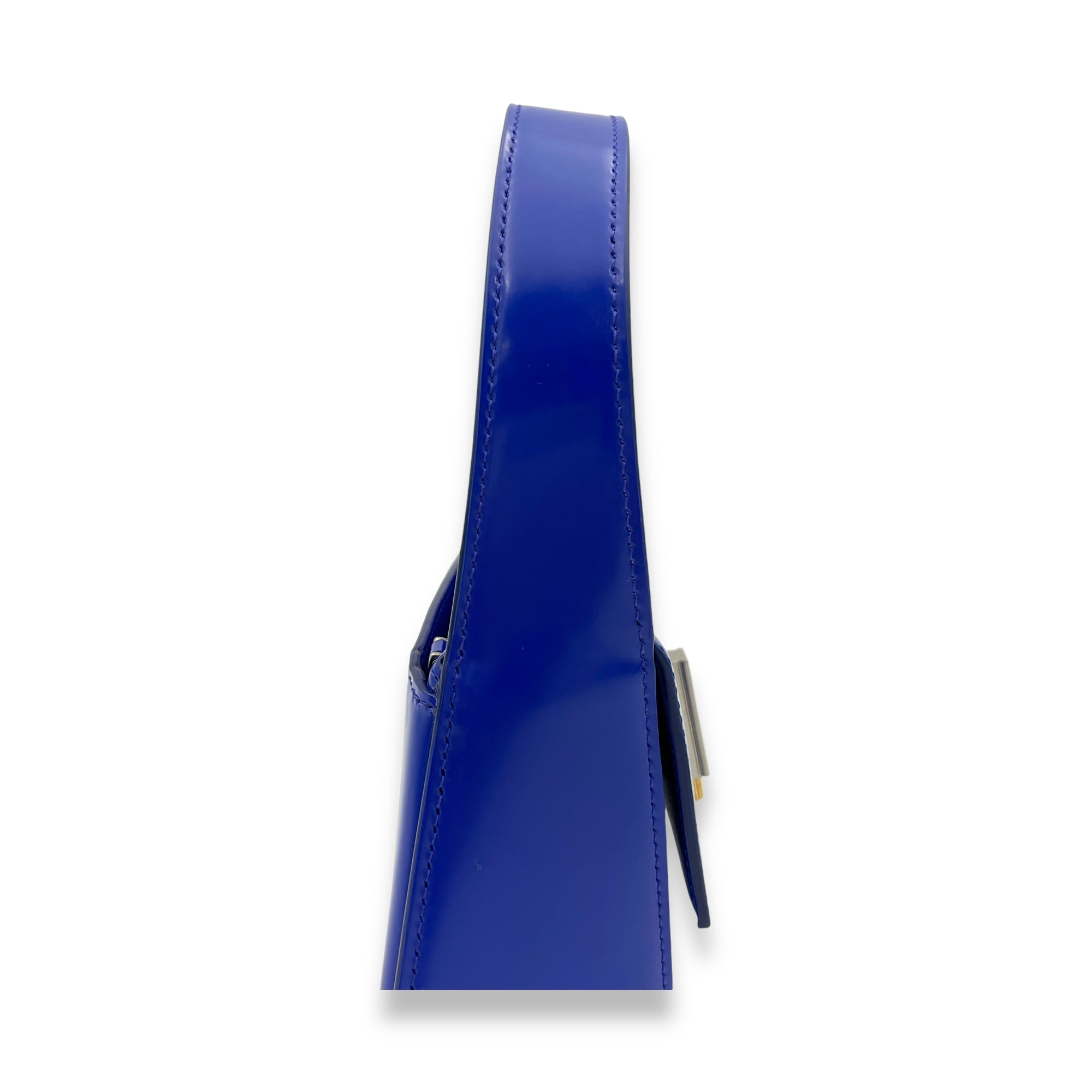 Prisma Blue Top Handle Bag in Calfskin, Silver hardware