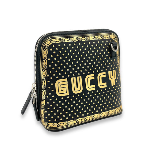 X Sega Guccy Stars Crossbody Bag Black in Calfskin, Ruthenium hardware