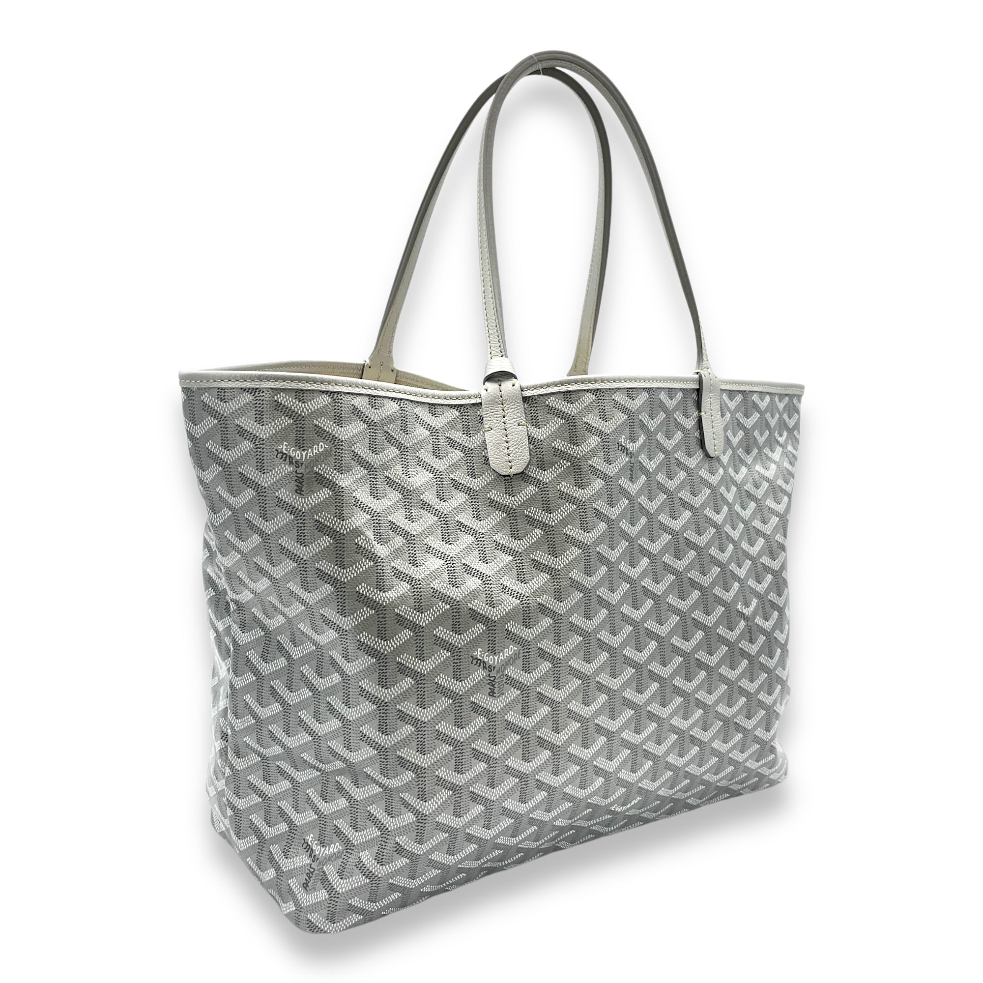 Saint Louis PM Silver Tote Bag in Coated Canvas, Silver hardware