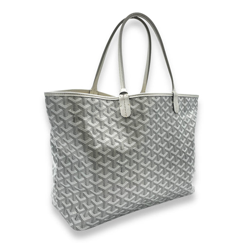 Saint Louis PM Silver Tote Bag in Coated Canvas, Silver hardware