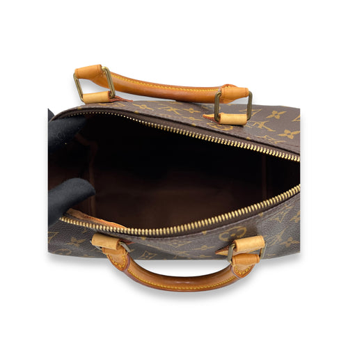 Speedy Top Handle Bag 25 Brown in Monogram Coated Canvas, Gold hardware