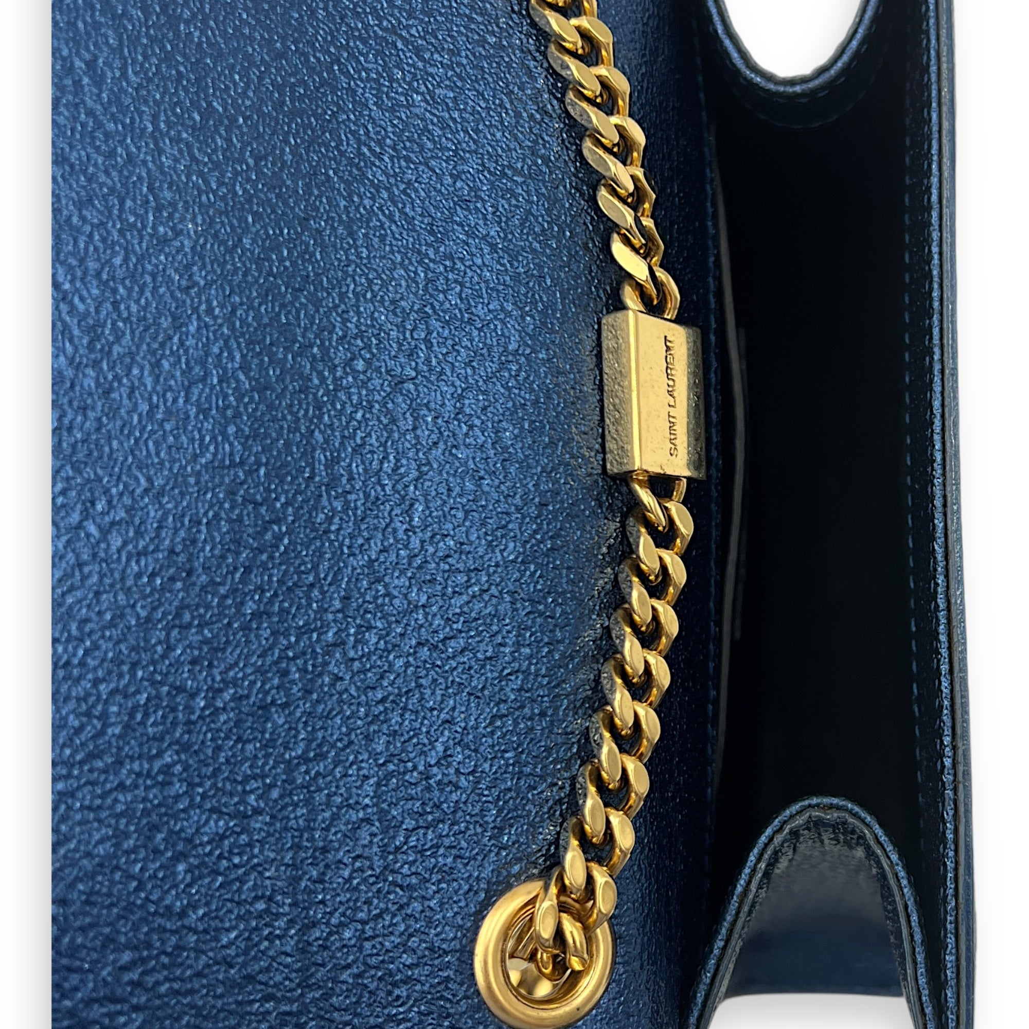 Kate Mini Blue Crossbody Bag in Calfskin, Gold hardware