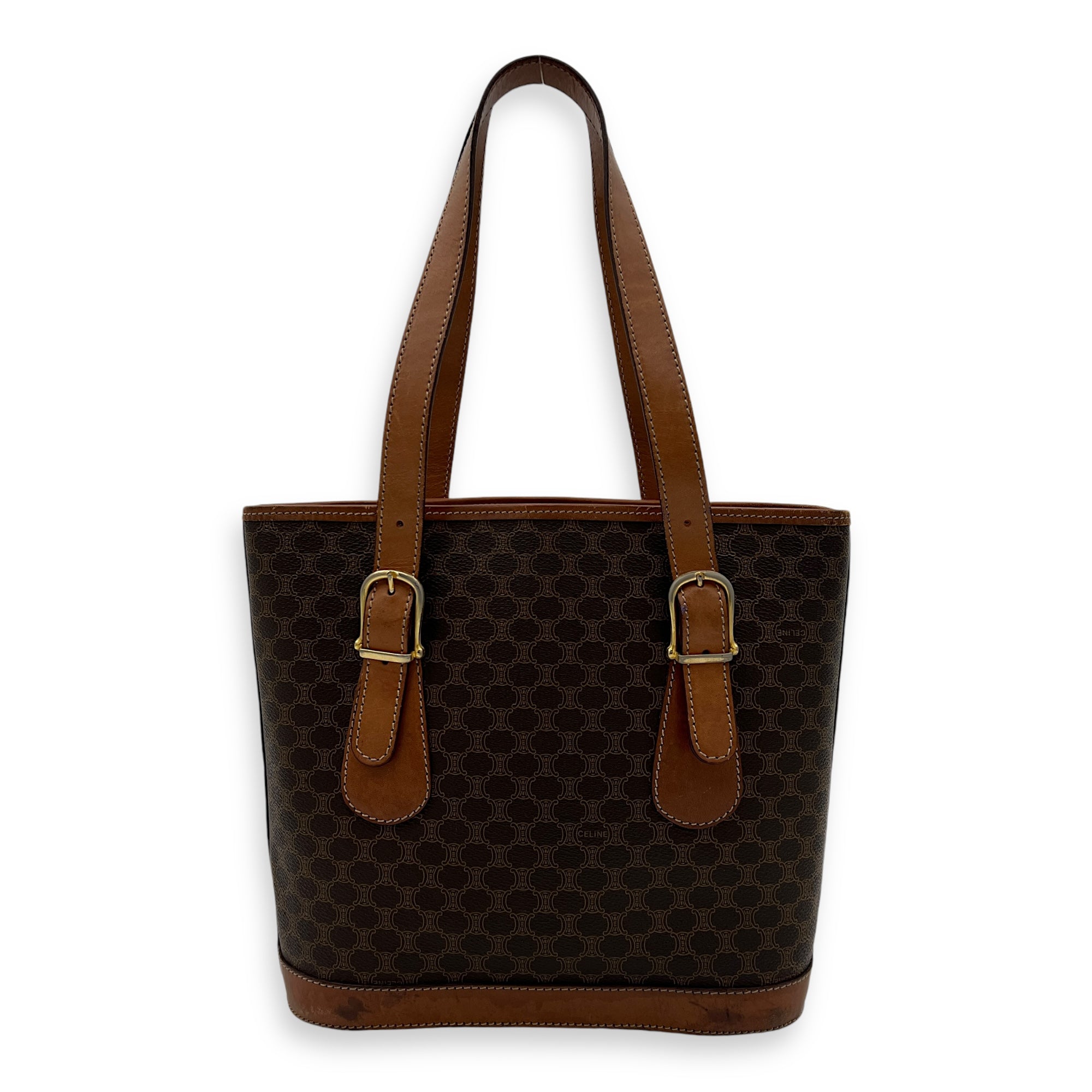 Macadam Tote Bag Brown in Coated Canvas, Gold hardware