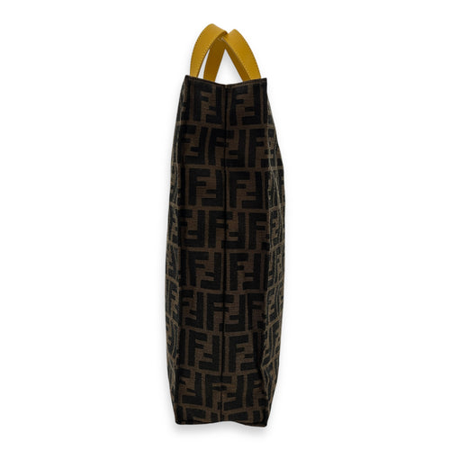 Zucca Large Brown Tote Bag in Jacquard, Gold hardware