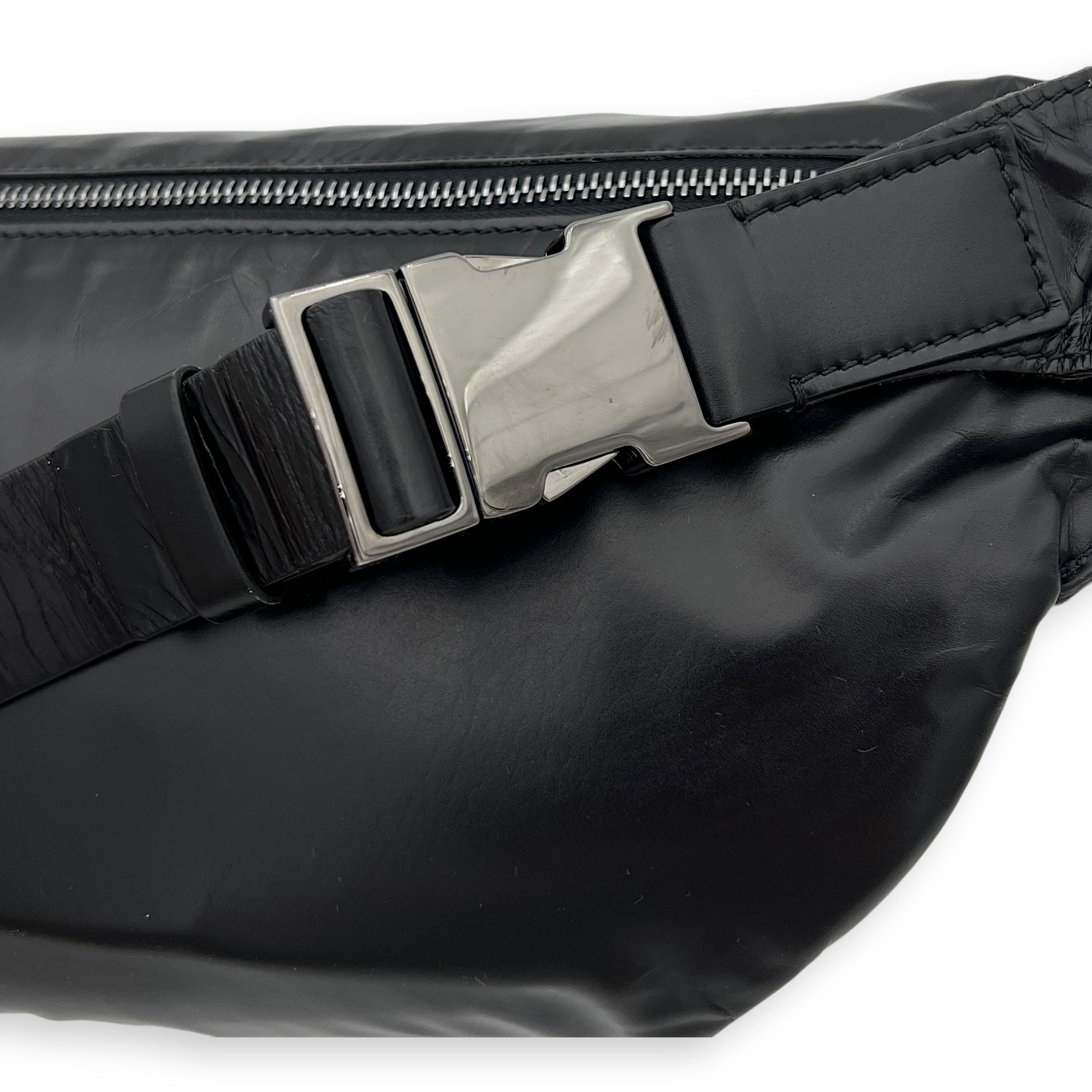 VLTN Belt Bag Black in Calfskin, Silver hardware