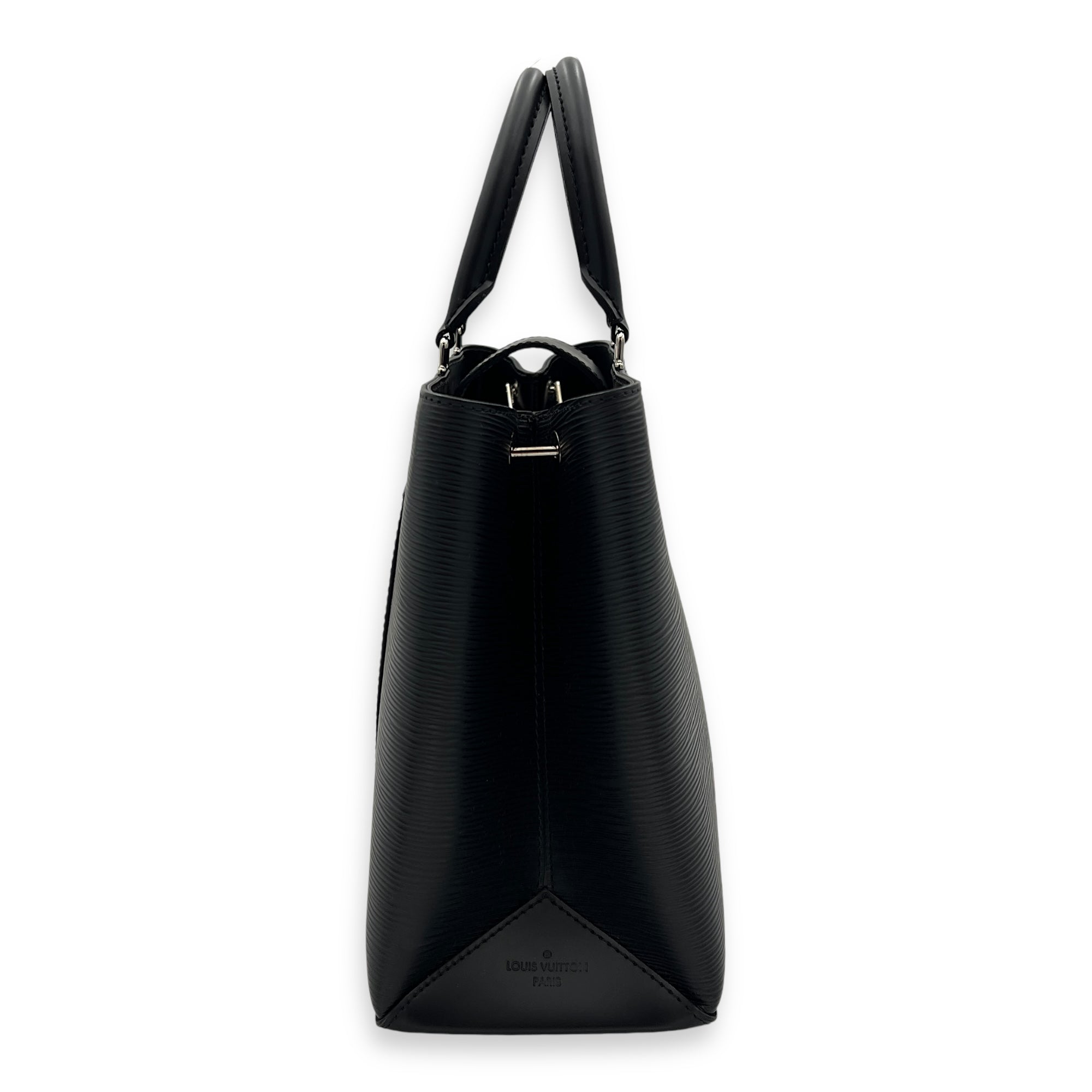 Kleber MM Black Top Handle Bag in Epi Leather, Silver hardware