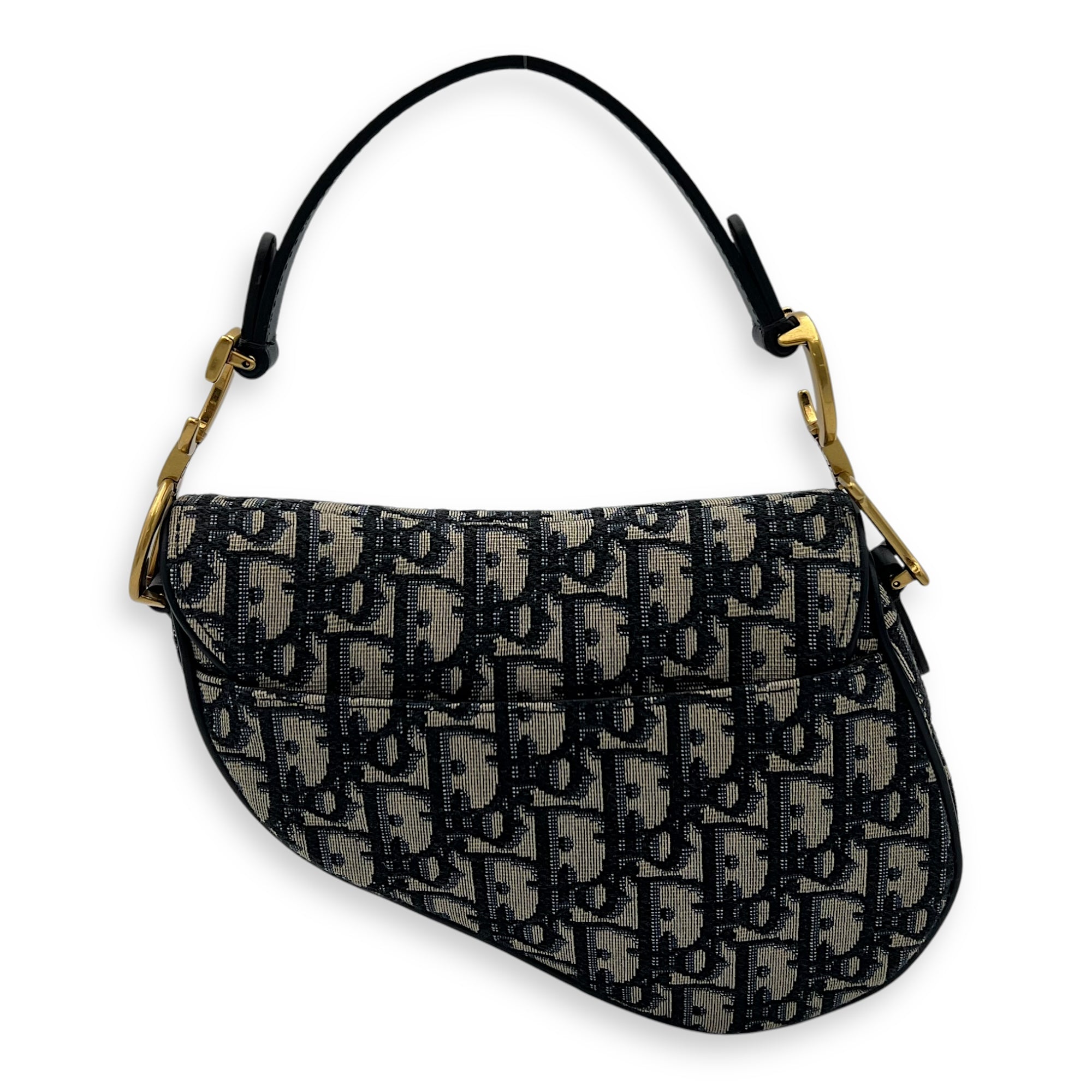 Saddle Top Handle Bag Mini Blue in Jacquard , Gold Hardware