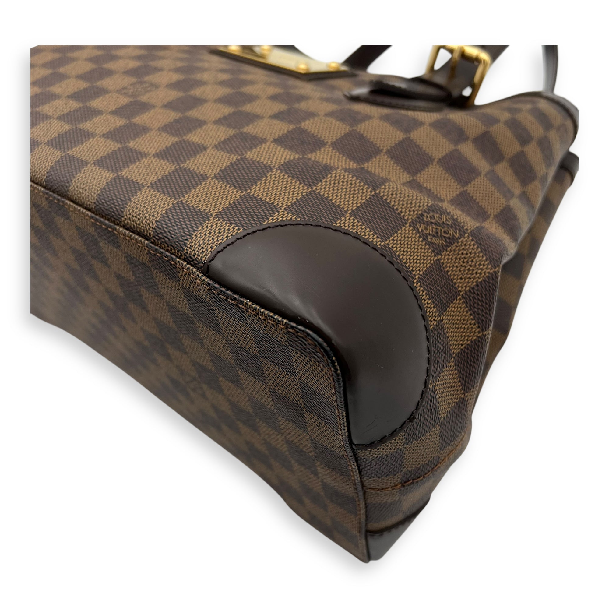 Louis Vuitton Hampstead Shoulder Bag Damier Ebene in Coated Canvas, Gold hardware_11