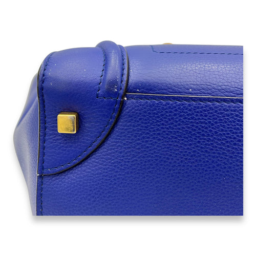 Celine Luggage Top Handle Bag Mini Blue in Calfskin, Gold hardware_8