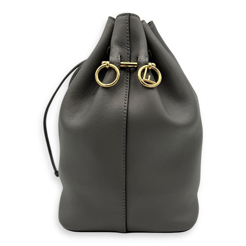 Fendi Mon Tresor Bucket Bag Grey in Calfskin, Gold hardware_4