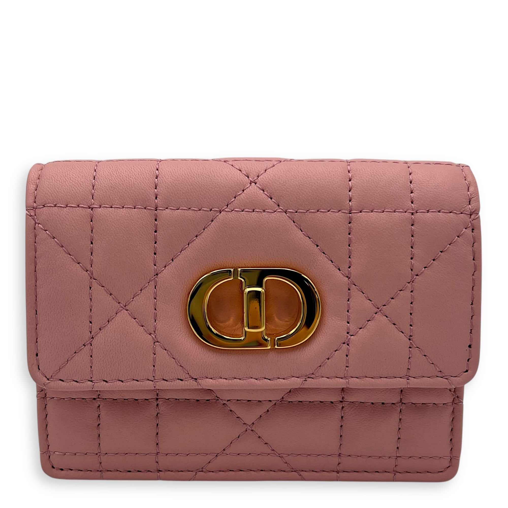 Christian Dior Caro Wallet On Chain Pink in Lambskin, Gold hardware_1