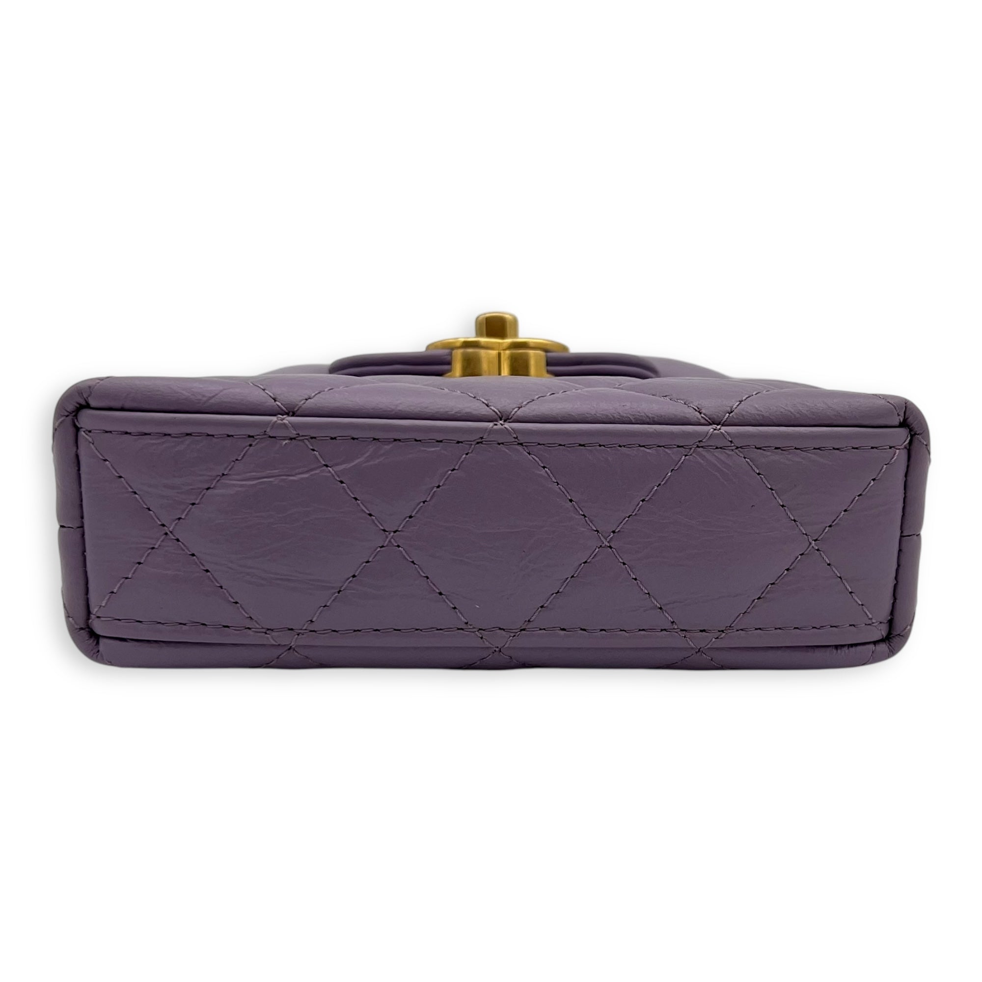 Chanel Kelly Nano Purple Top Handle Bag in Calfskin, Gold hardware_5