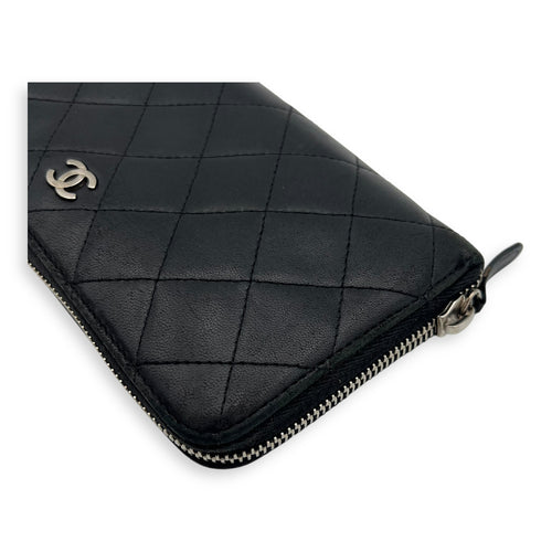 Chanel CC Long Black Wallet in Lambskin, Silver hardware_13